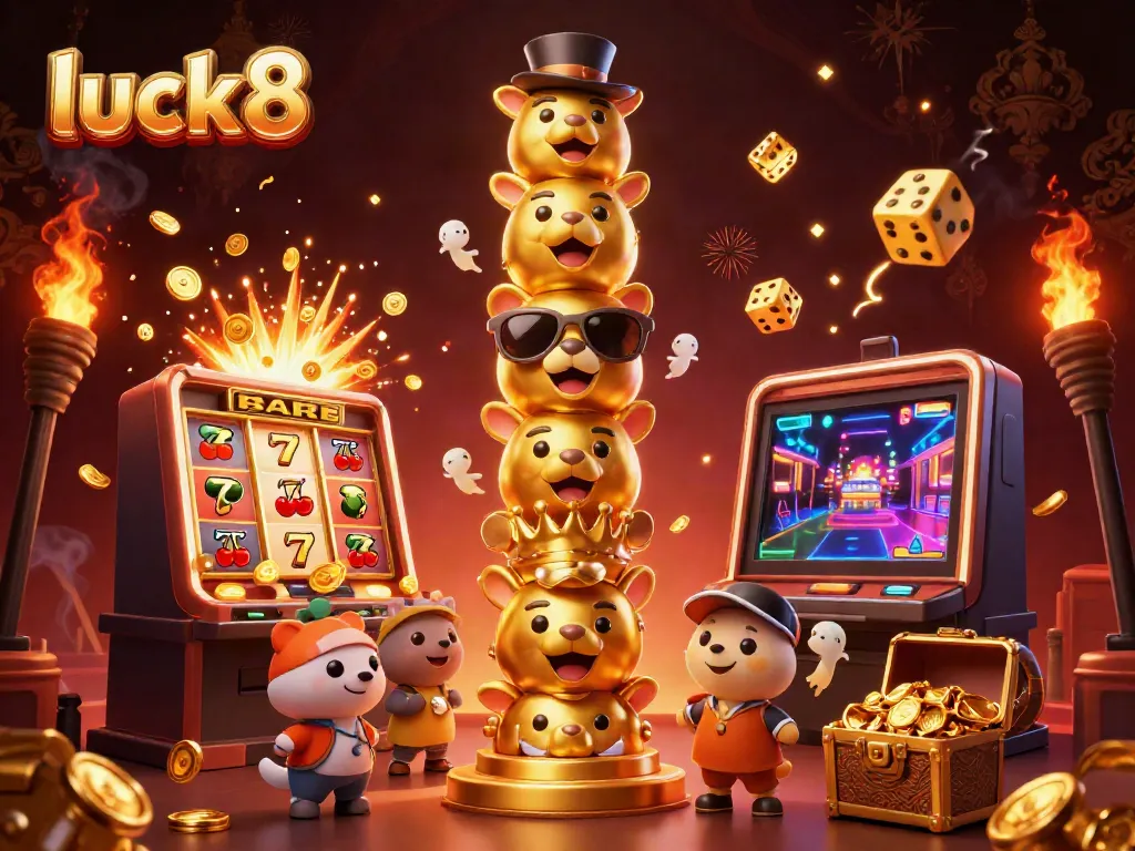Engage with luck8's vibrant casino mundo featuring lively characters and dynamic gaming elements.