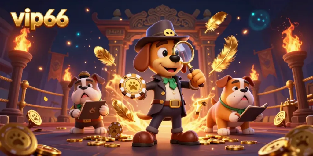 Engage in thrilling gameplay at vip66 with detective characters exploring golden clues and treasures.