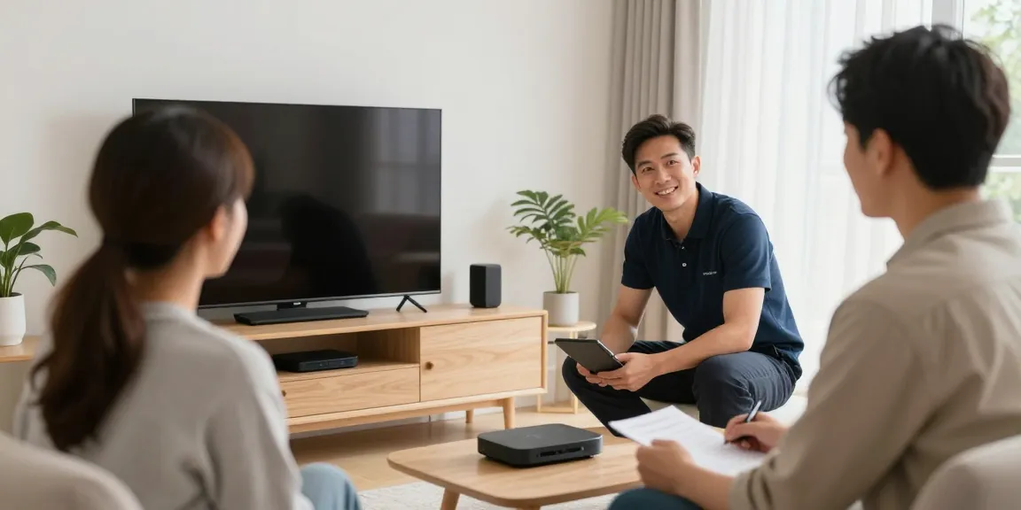 A trusted provider installing British IPTV in a modern home, showcasing local service and professional expertise.
