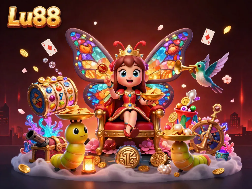 Experience winning strategies at Lu88 with vibrant casino elements in a dynamic scene.