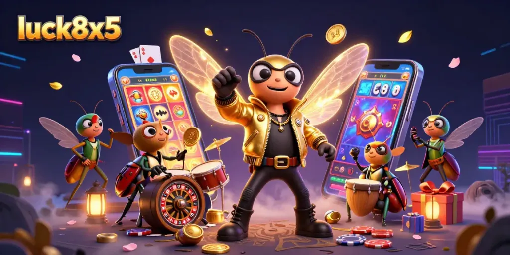 Engage with luck8x5 by playing exciting slots amidst a vibrant casino atmosphere.