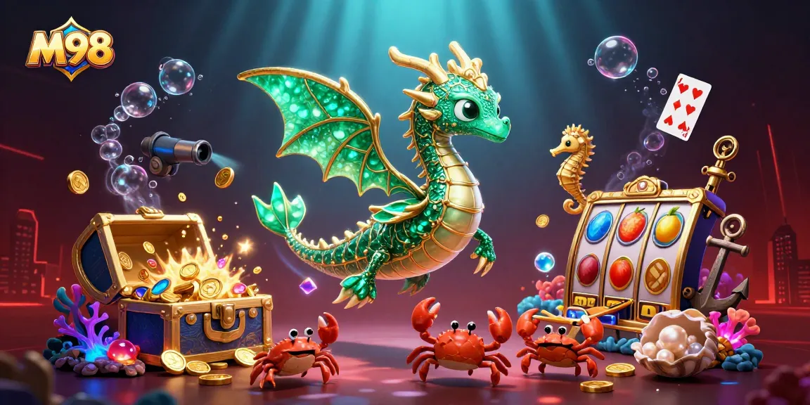 M98 tantalizes players with a vibrant underwater casino realm filled with jewels, dragons, and exciting slot games.