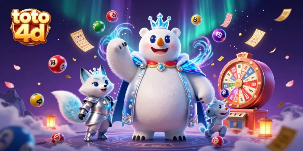 Engage with toto 4d lottery excitement in a vibrant 3D digital illustration filled with dynamic game elements.