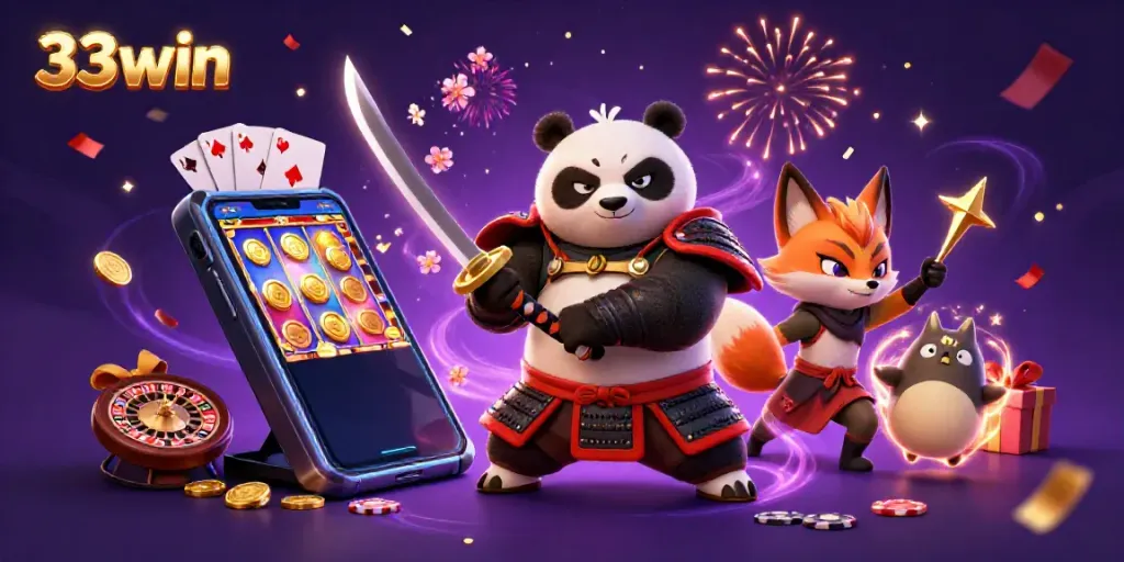 Engage with exciting games at 33win, featuring vibrant slot reels and lively casino action.