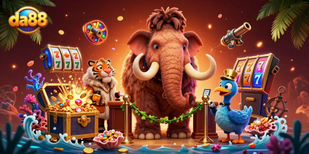 Engage with da88's thrilling casino experience alongside dynamic characters and vibrant gameplay elements.