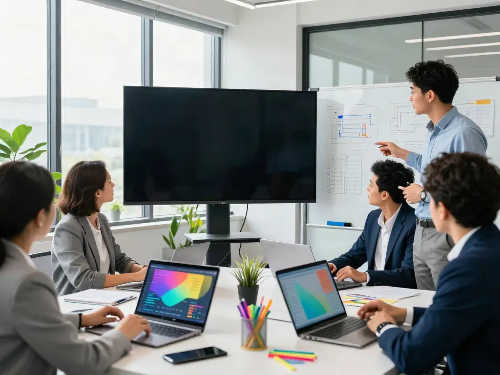 Professional team collaborating on Paid Ads Management strategy in a bright office.