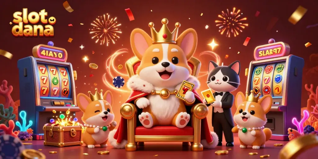 Experience thrilling gameplay with slot dana featuring a royal corgi on a poker chip throne.