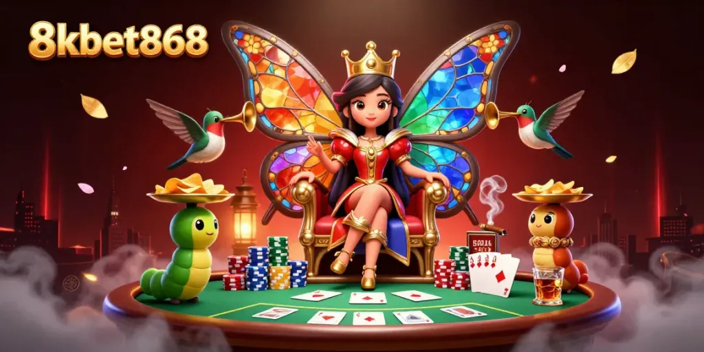 Experience thrilling gaming with 8xbet868 in a vibrant casino environment full of excitement and detail.