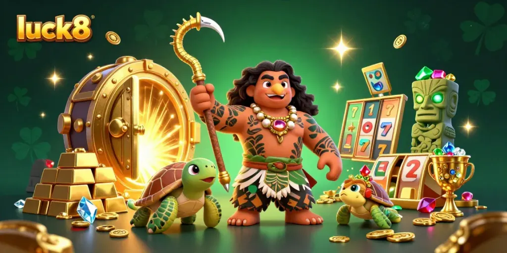 Experience the thrill of luck8 with a magical scene of treasure and adventure.