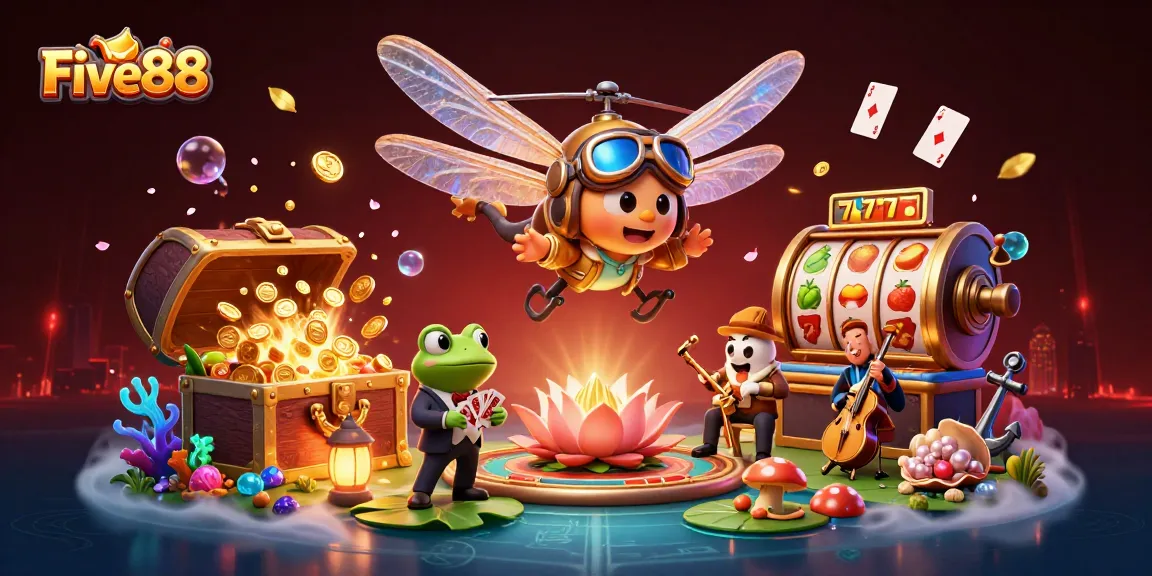Experience the exciting Five88 casino scene with vibrant characters, engaging game elements, and dynamic visuals.