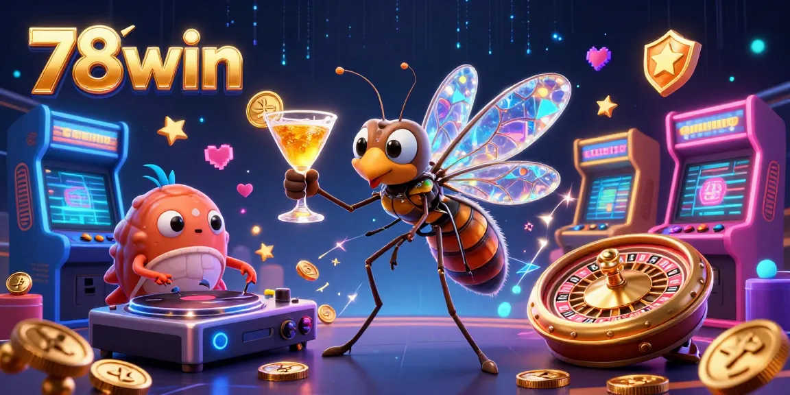 Experience thrilling gameplay at 78win with vibrant casino elements, showcasing slot games and engaging characters.