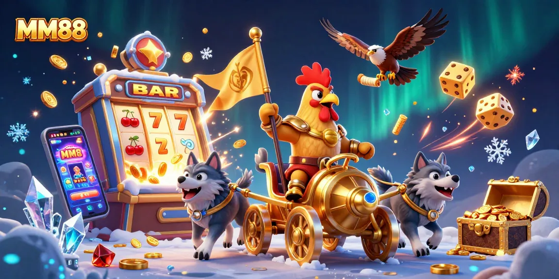 Experience exciting gameplay with MM88’s vibrant casino scene, featuring jackpots and game elements.