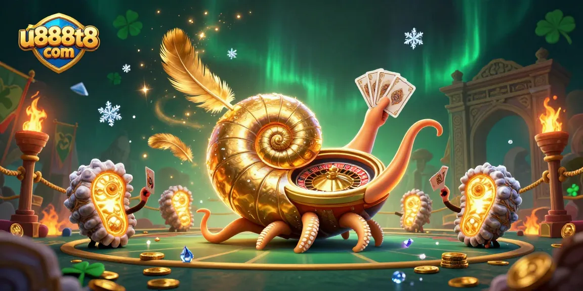 Experience top-tier gaming with u888t8 com, featuring a vibrant casino scene with a winning nautilus.