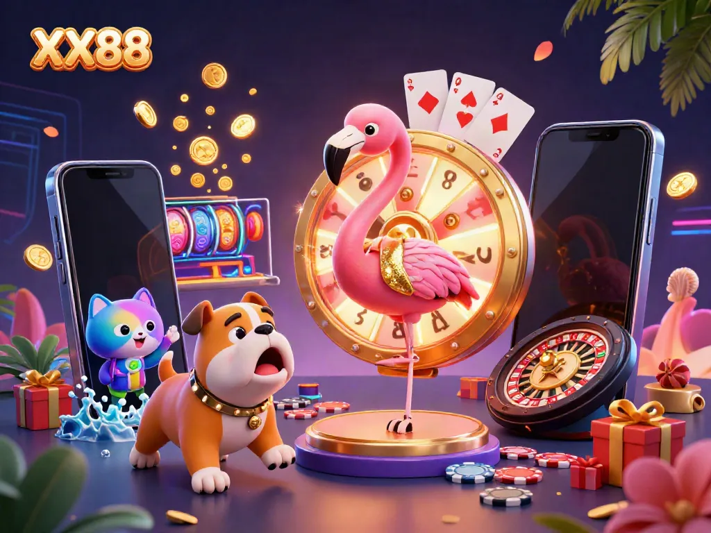 Experience thrilling gameplay at XX88 with a vibrant game show scene featuring exciting elements from online gambling.