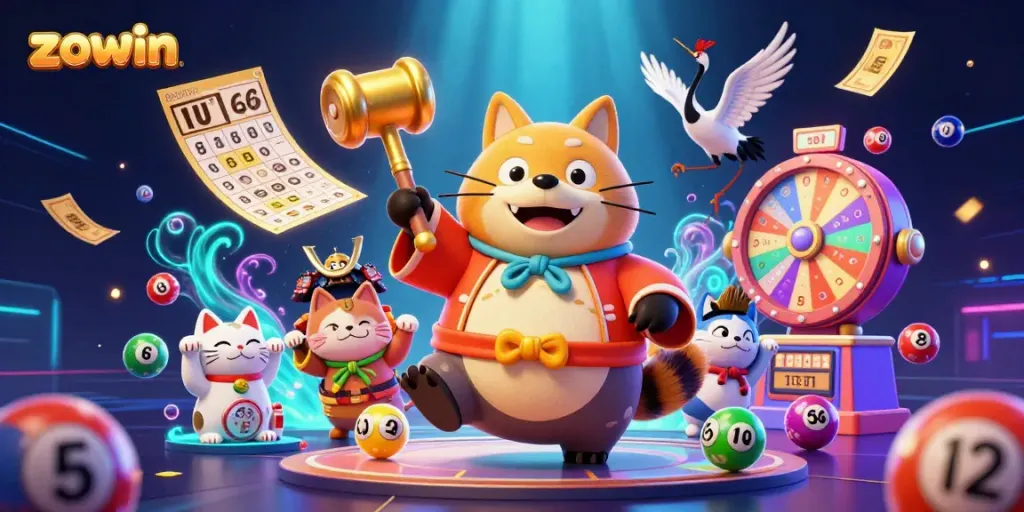 Experience zowin's exciting casino world with cheerful characters and dynamic game elements.