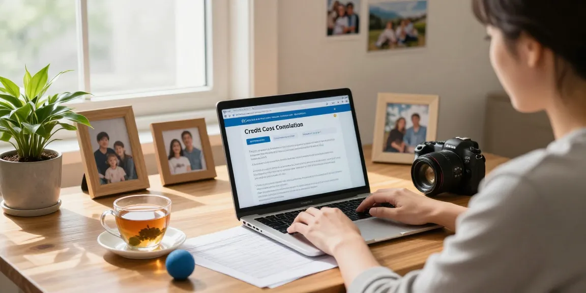 Stress-free financial planning at home with https://credit-consolidation.ca showcasing credit consolidation methods, tea, and documents.
