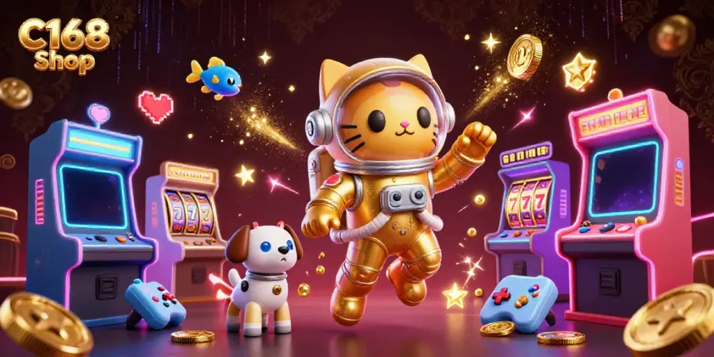Experience thrilling gameplay at C168 Shop with vibrant casino-themed space adventure.