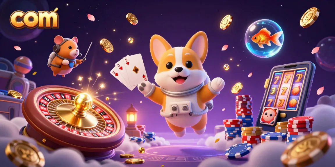 Explore winning strategies at com with a vibrant 3D casino space scene featuring a corgi and hamster.
