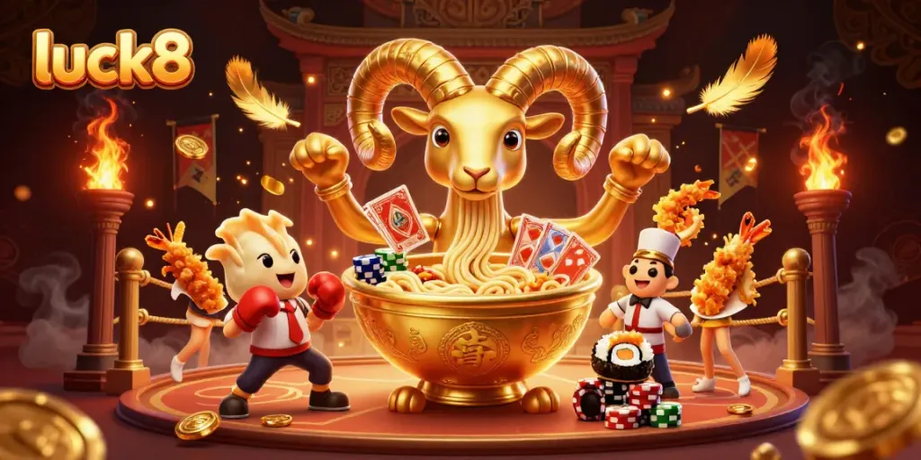 Engage in winning strategies with luck8's thrilling casino experience featuring vibrant characters and gambling elements.