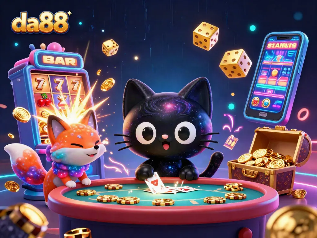 Engage in thrilling gameplay at da88, where a black hole cat captivates players by pulling in golden casino chips