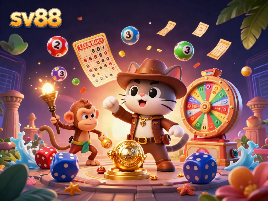 Uncover gold treasures at sv88 in a vibrant casino scene with dynamic elements and engaging characters.