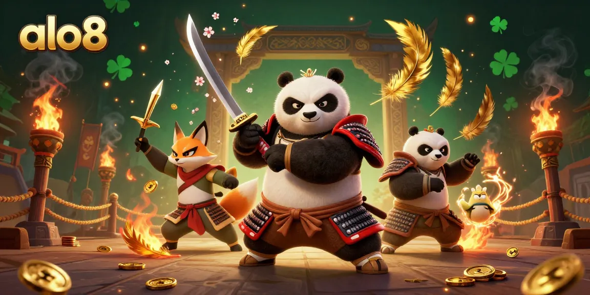 Experience thrilling gameplay at alo8 with a fierce samurai panda and ninja fox in action!