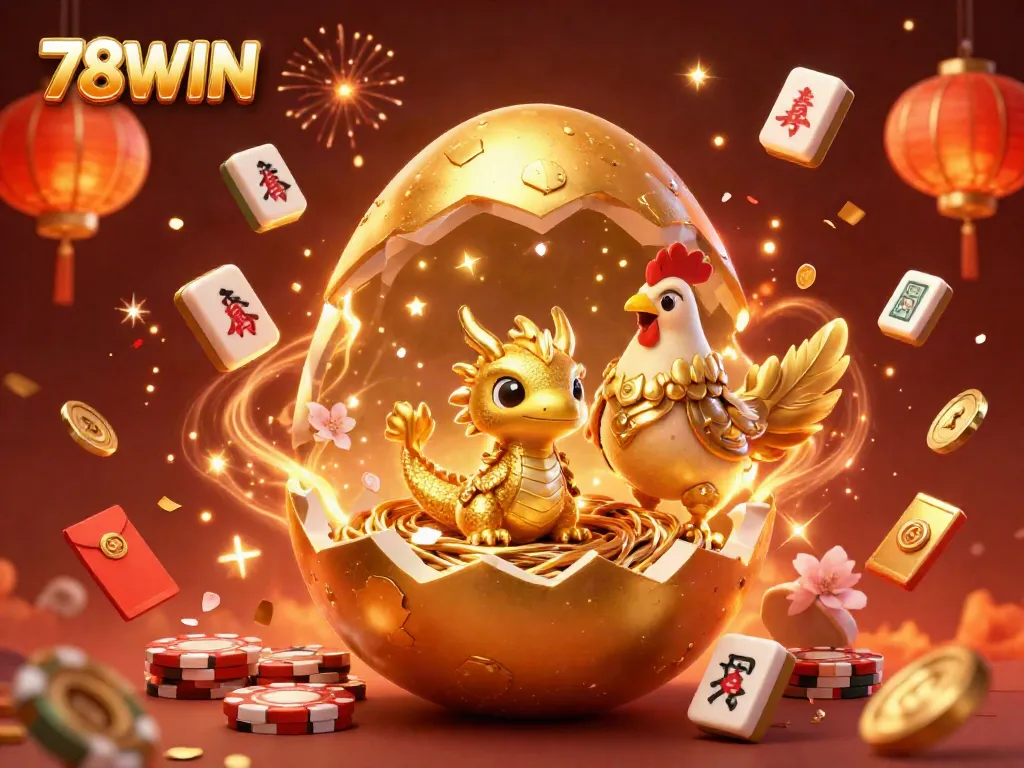Engage in thrilling action at 78WIN with a vibrant illustration of gold and festive elements in a colorful casino environment.