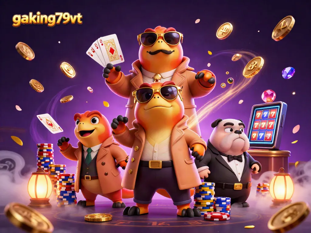 Engage with gaking79vt's thrilling casino experience featuring vibrant raptors in a trench coat.