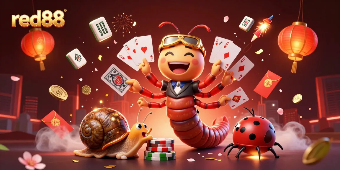 Engage with red88's thrilling casino experience featuring vibrant 3D characters and festive elements.