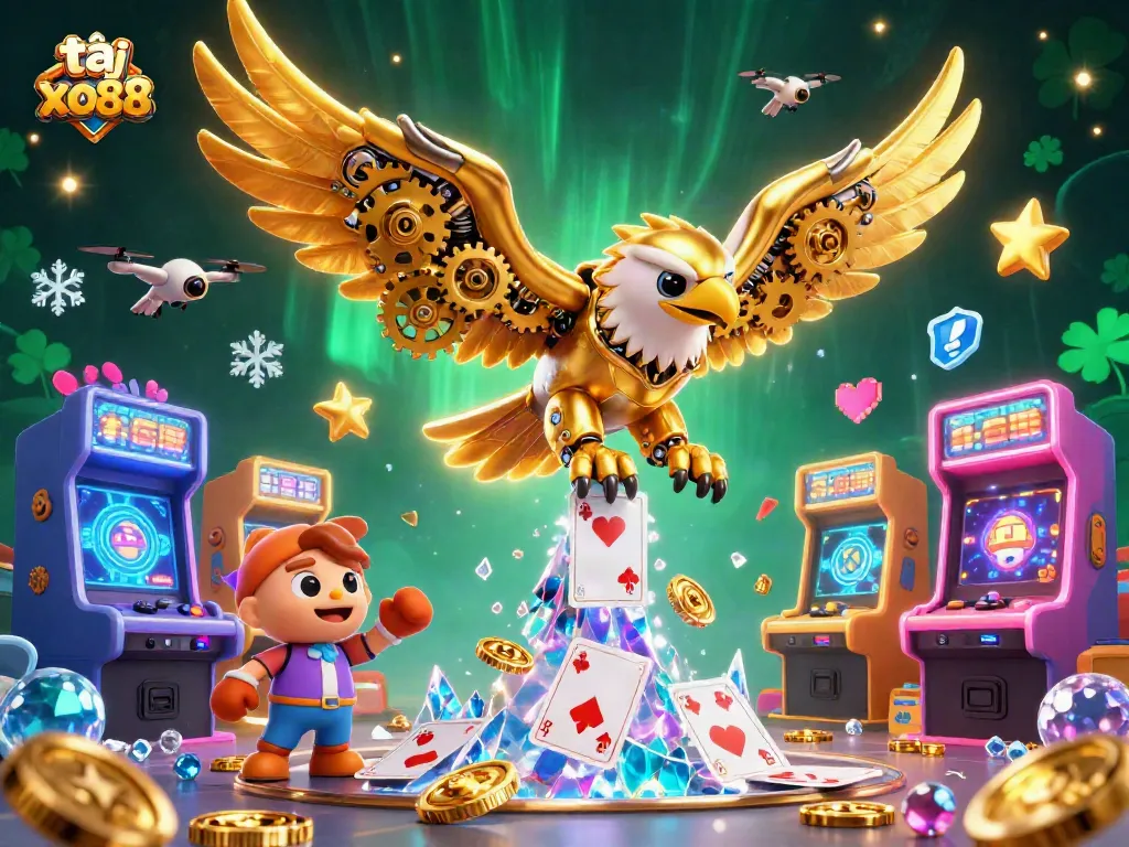 Experience intense gaming action at tại xo88 with dynamic holographic elements and vibrant casino atmosphere.