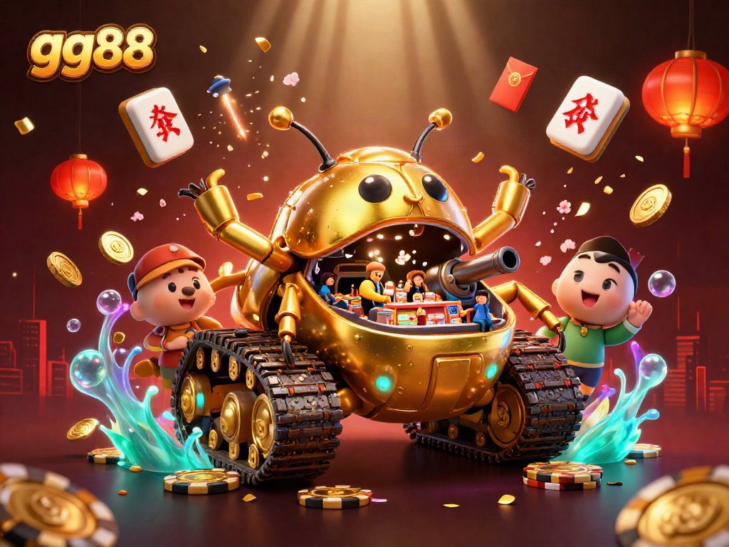 Experience the excitement of gg88 with a vibrant casino scene featuring a golden beetle tank.
