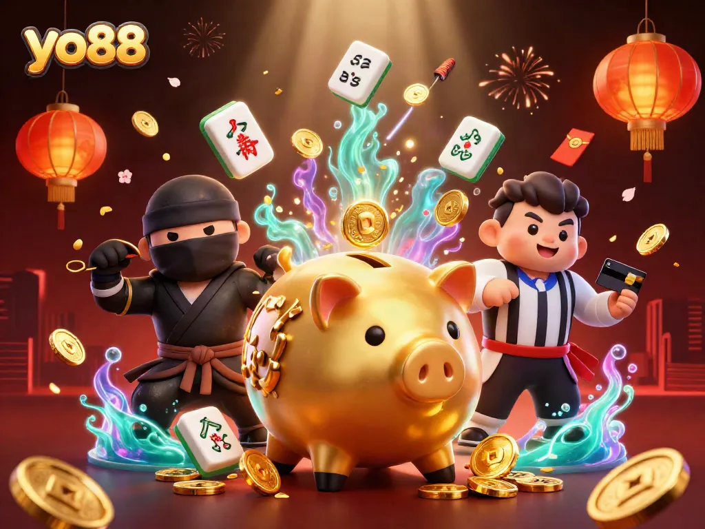 Experience thrilling wins with yo88 in a vibrant casino-themed battle of characters.