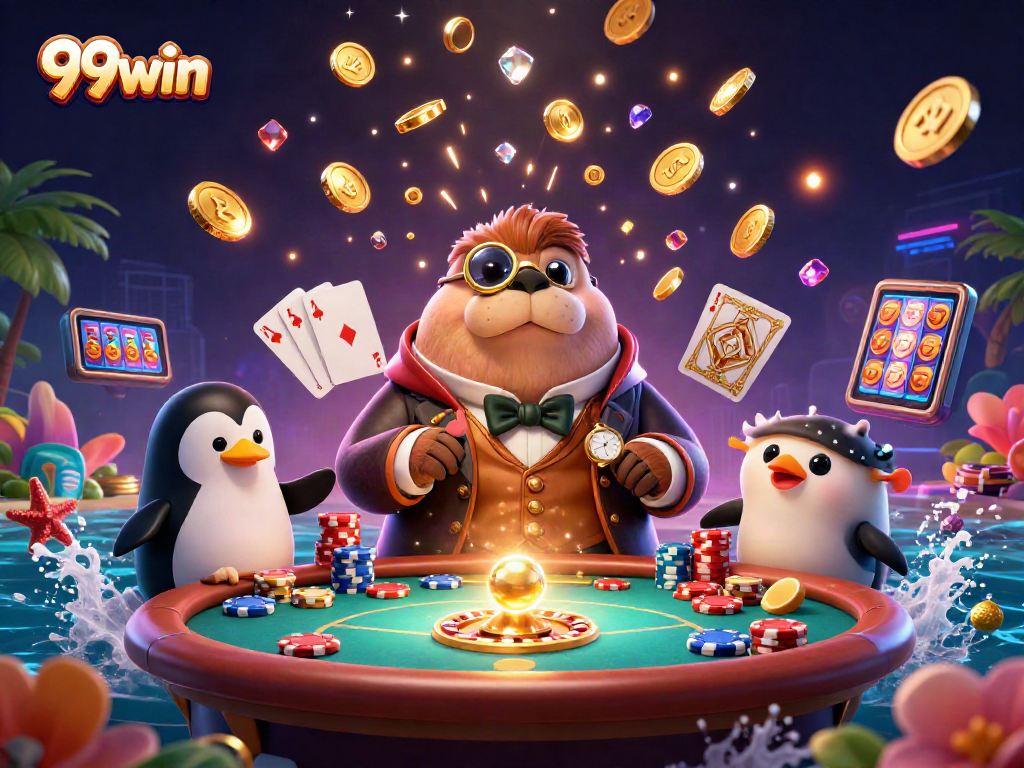 Experience thrilling poker action at 99win with a vibrant underwater casino scene!