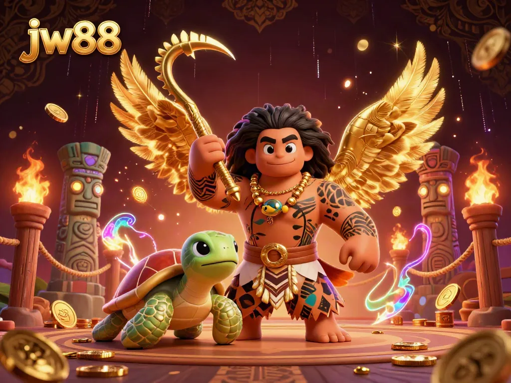 Experience thrilling gameplay at JW88 with vibrant casino-themed 3D illustration featuring dynamic characters and elements.