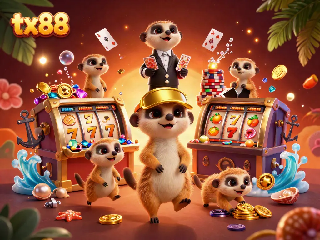 Experience thrilling casino action at tx88 with meerkats engaging in high-stakes gaming.