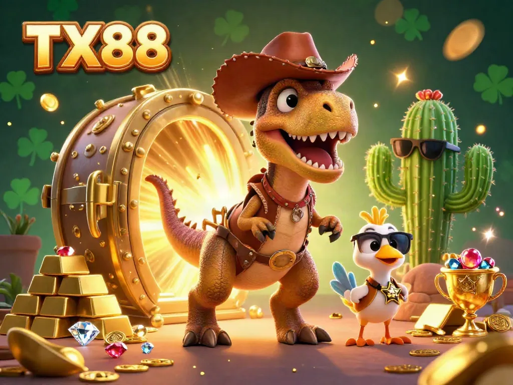Experience thrilling gaming action at TX88 with vibrant 3D characters and dynamic casino features.