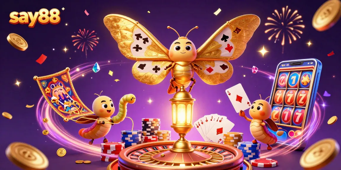 Experience the thrill of say88 with a vibrant 3D casino scene bursting with action and excitement.