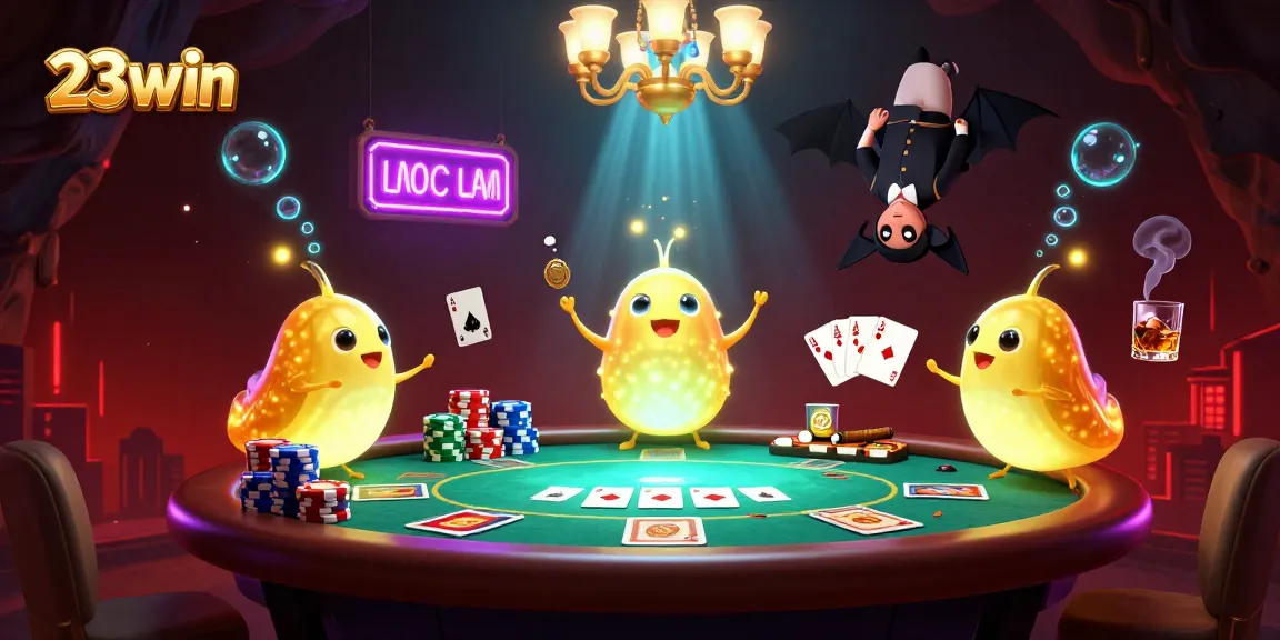 Join the vibrant action at 23win with glowworms lighting a dynamic casino scene.