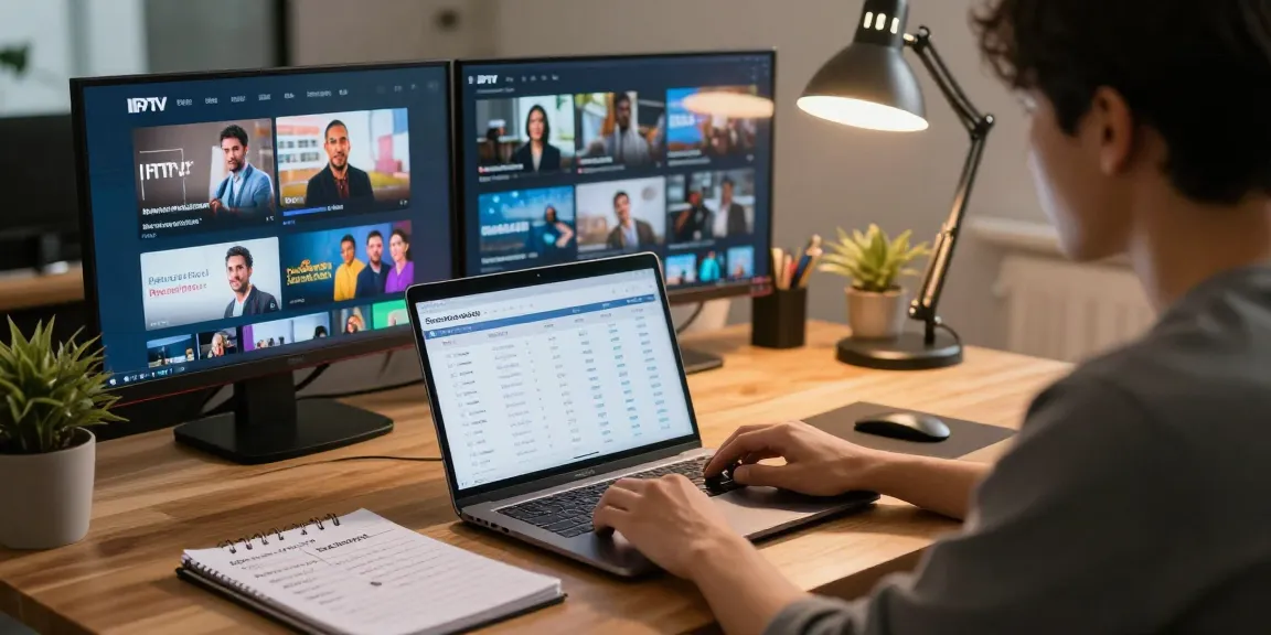 IPTV Reseller at work in a professional home office, showcasing local services and commitment to the community.