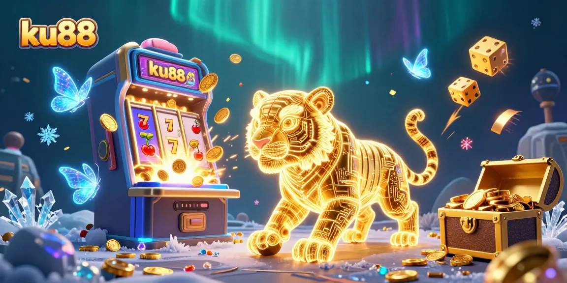 Experience the thrilling ku88 digital casino, featuring a golden tiger and jackpot excitement.