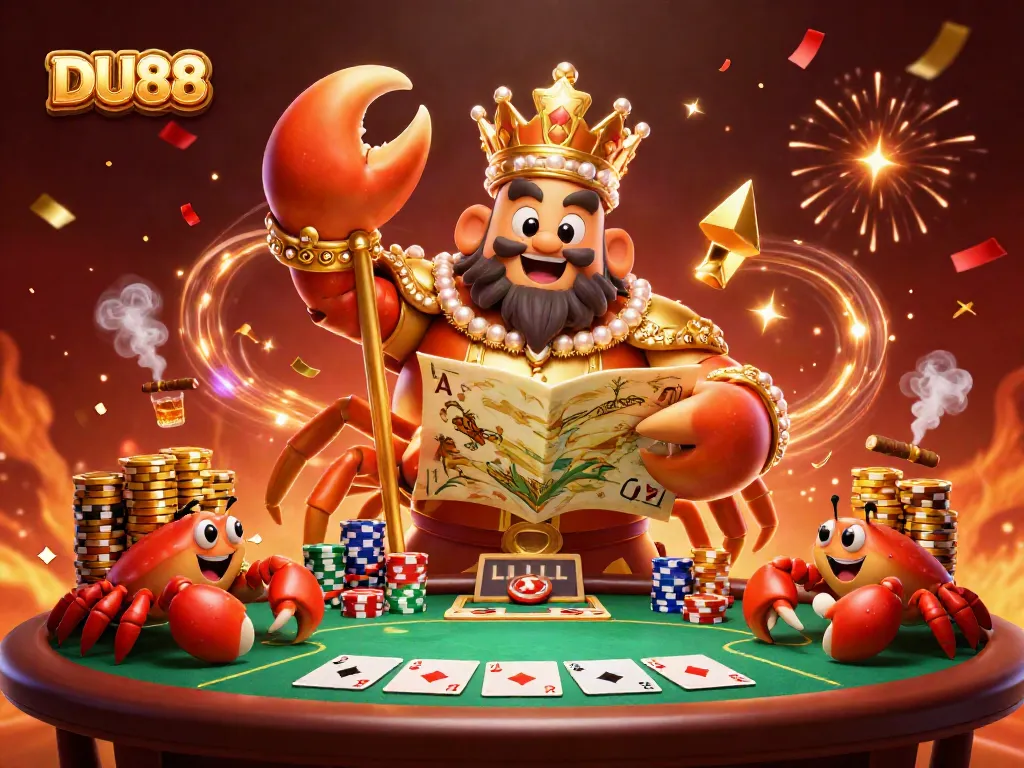 Experience the excitement of DU88 with a dynamic casino scene featuring a golden crab emperor.