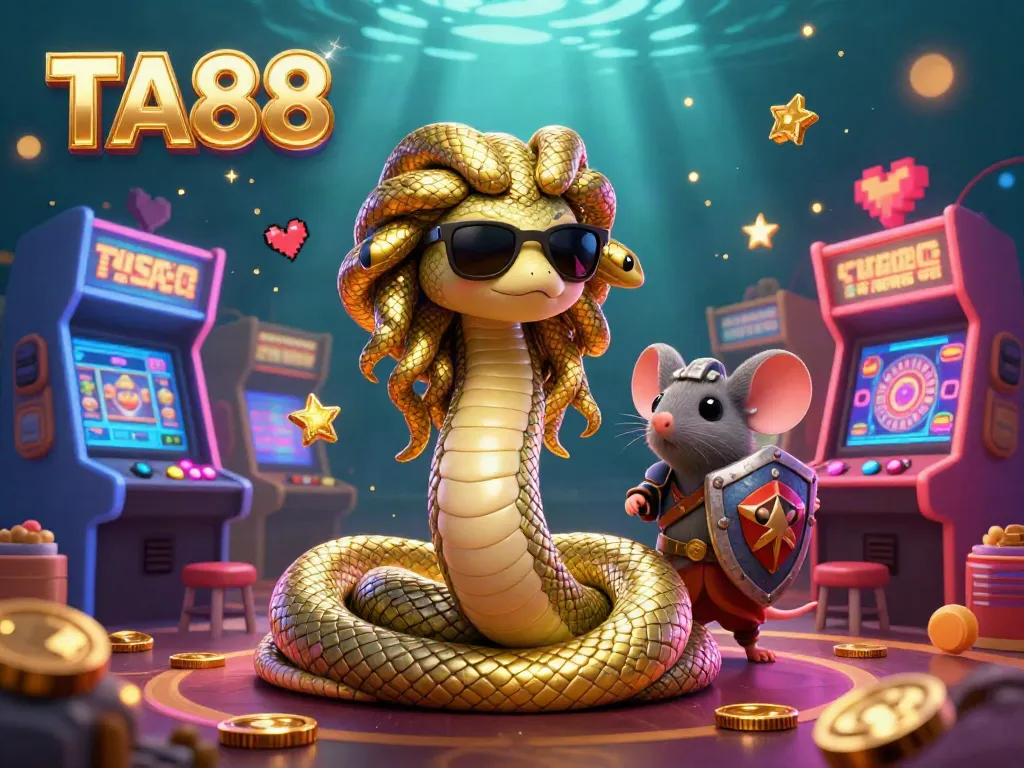 Engage in the excitement of TA88 with dynamic casino elements showcasing gaming adventures and lively characters.