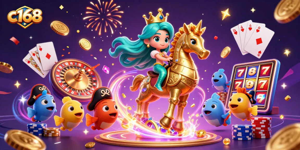 C168 enhances your casino experience with luck and excitement, featuring vibrant casino elements.