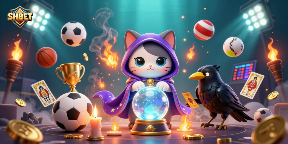Experience SHBET's live casino excitement with mystical cat and dynamic sports-themed elements.