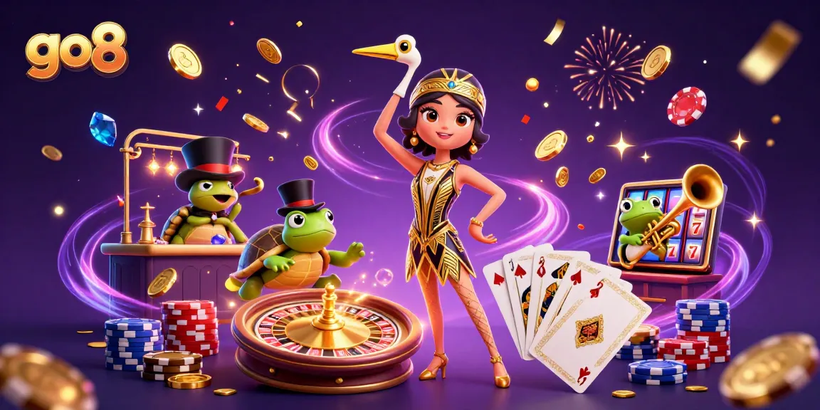 Engage in winning strategies at go8 with a dynamic 3D casino scene showcasing luck and excitement.