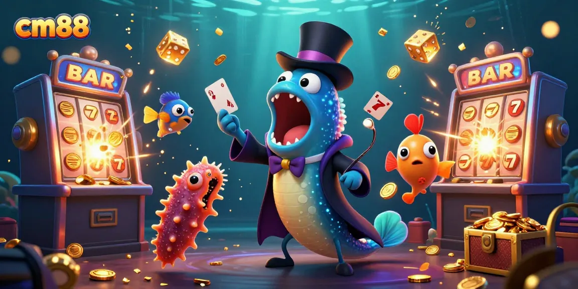 Play vibrant cm88 games with engaging characters in an exciting underwater casino scene.
