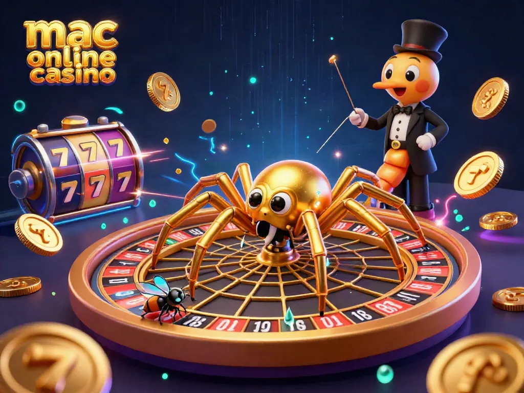 Engage in mac online casino action with a golden spider dealer and a roulette wheel web!