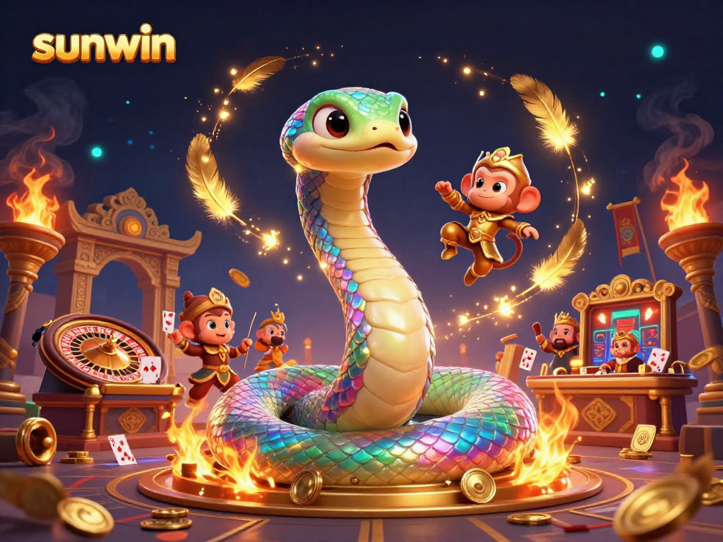 Experience thrilling gameplay at sunwin with a vibrant 3D casino scene featuring live casino elements.