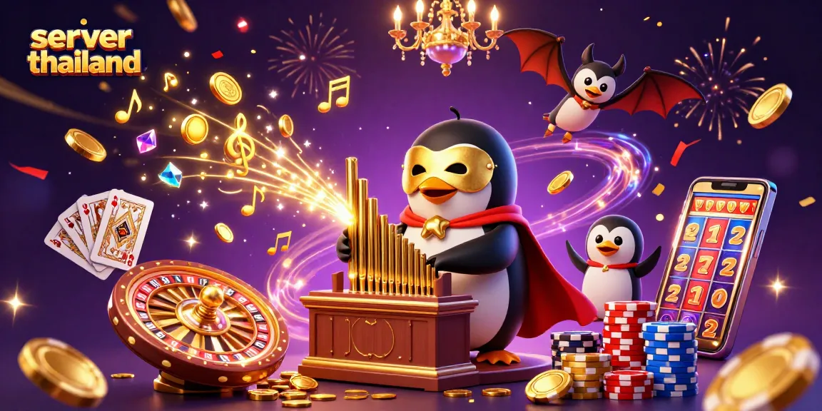 Spin slots and win with the server thailand in a vibrant 3D casino illustration.