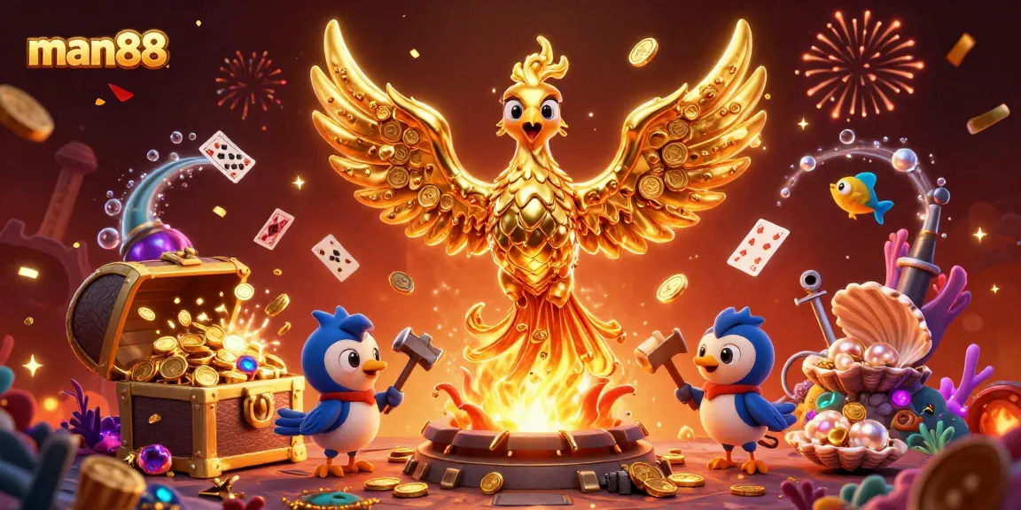 Experience the excitement of man88 with molten gold phoenix amid vibrant casino treasures.